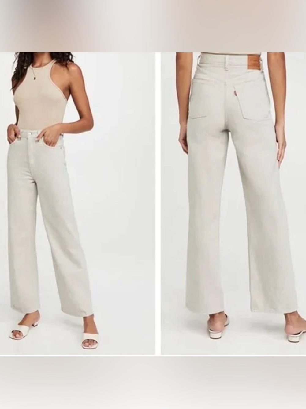 Levi's Premium High Loose Wide Leg Jeans - Mushroom Grey / Taupe (Size 27)
